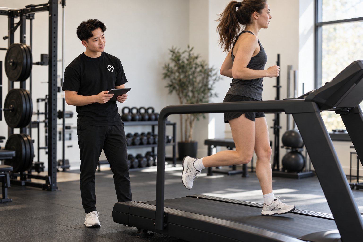 Garrett running a treadmill running assessment