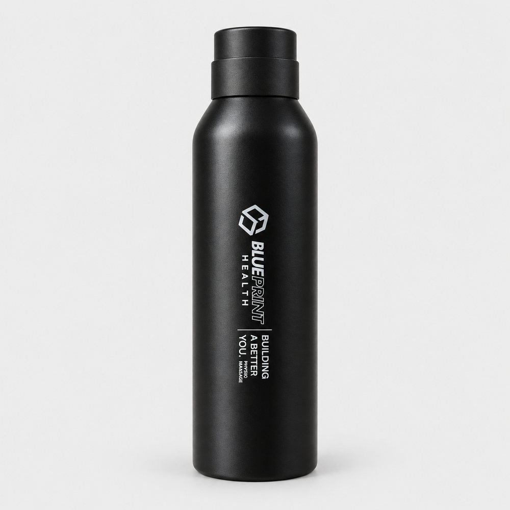 Matte black Blueprint Health water bottle